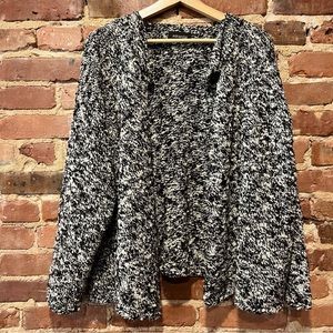 Eskandar Textured Rolled Hem Open Front Cardigan One Size Chunky Boucle
